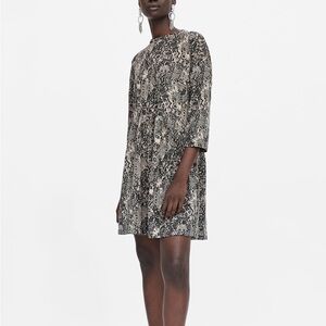 Zara Black and Cream Patterned Dress